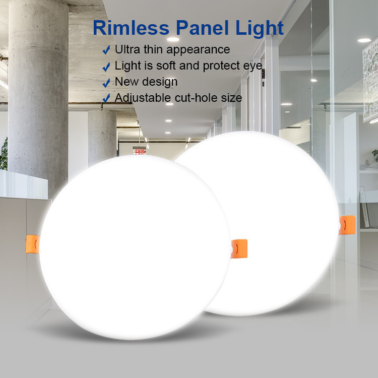 Ushine Good Quality Commercial Lighting Frameless Square Round Aluminum Ceiling Recessed LED Panel Light