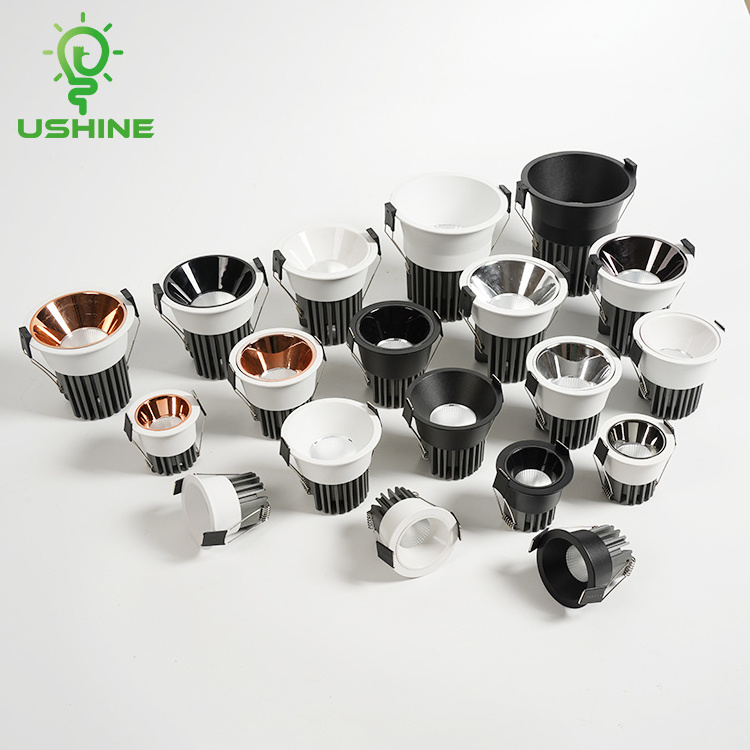 Ushine High Quality Indoor Commercial Lighting Down Lamp Aluminum Recessed Ceiling COB LED Downlight