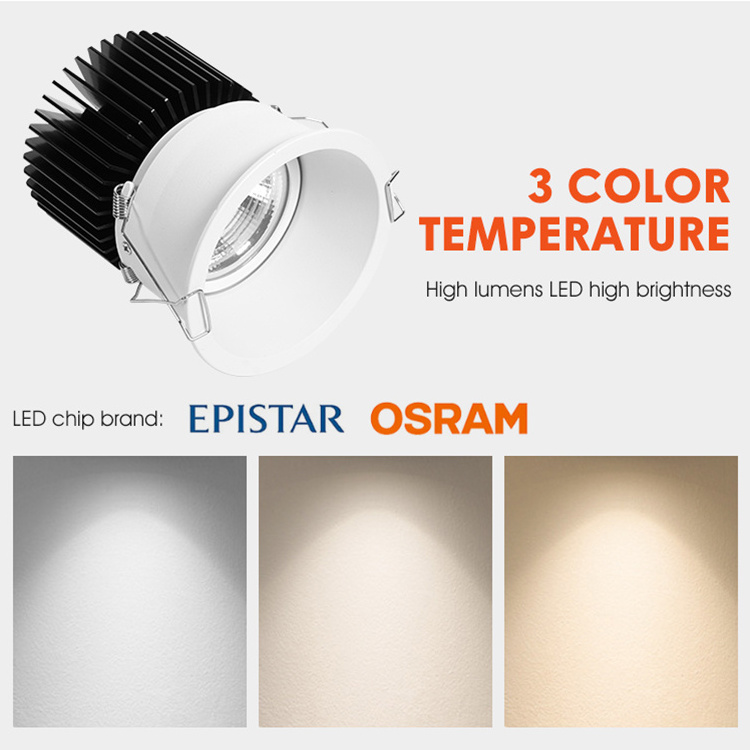 Ushine New Product Indoor Commercial Down Lighting Aluminum Ceiling Recessed COB LED Downlight