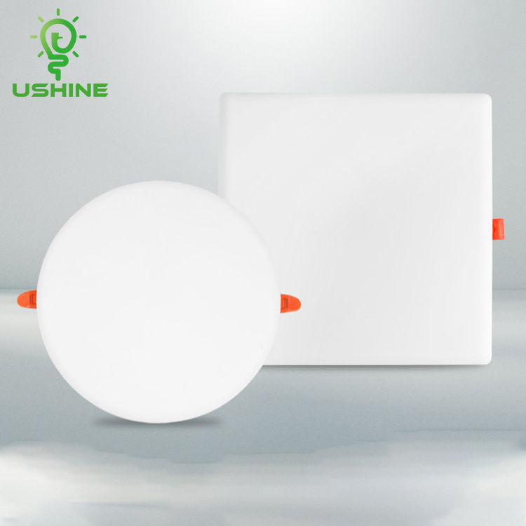 Ushine Indoor Commercial Lighting Square Round Aluminum Recessed Ceiling Slim LED Panel Light