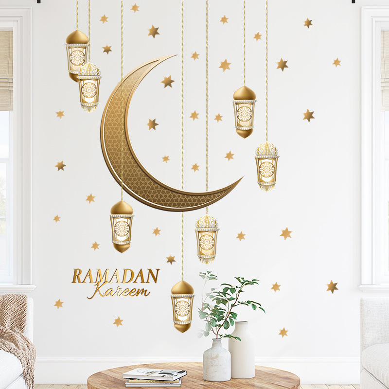 Islamic Muslim Decor Star Lantern Stickers Decals Ramadan Wall Sticker For Ramadan Decoration Living Room Bedroom