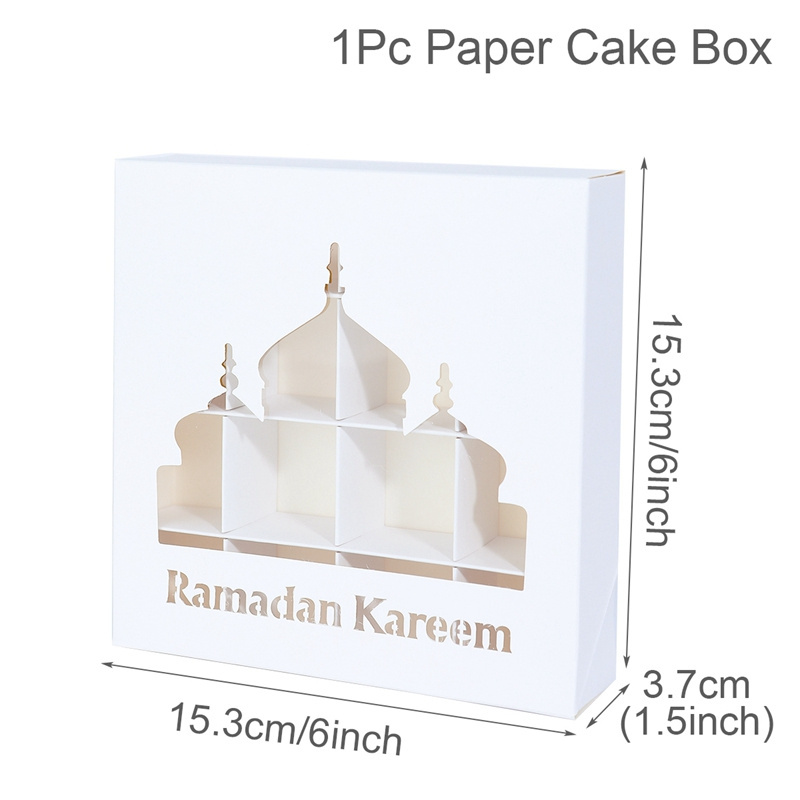 Ramadan Kareem Favor Boxes Islam Eid Chocolate Packaging Muslim Eid Mubarak Candy Cake Paper Box With Clear PVC Window