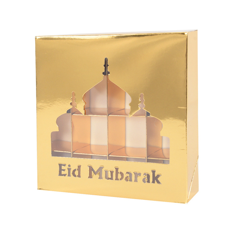 Ramadan Kareem Favor Boxes Islam Eid Chocolate Packaging Muslim Eid Mubarak Candy Cake Paper Box With Clear PVC Window