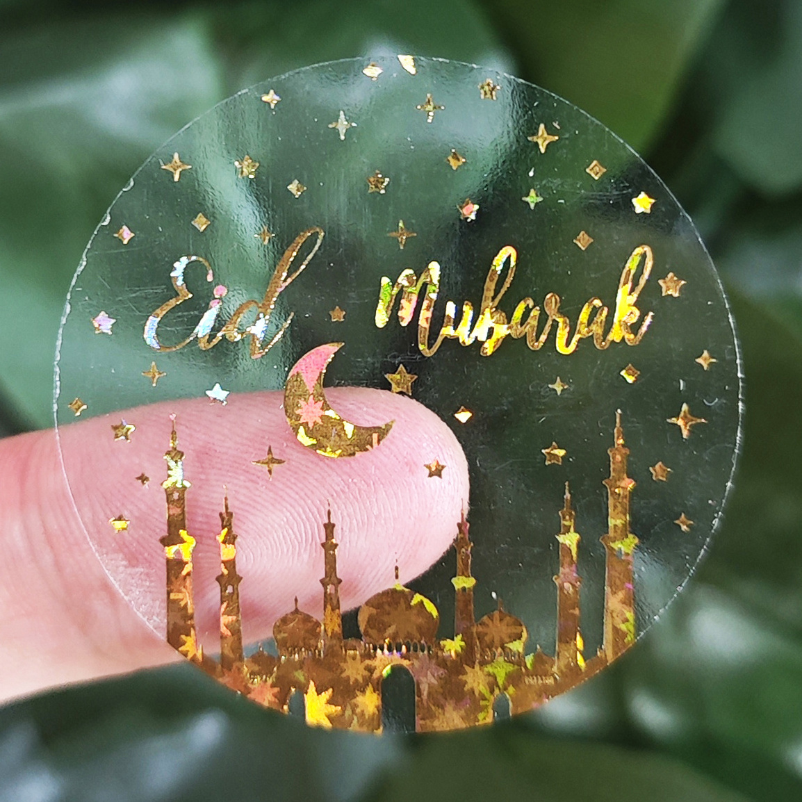 10pcs per sheet Islam Gold Stamping Foil Labels Ramadan Eid Mubarak Stickers For Muslim Party Decoration