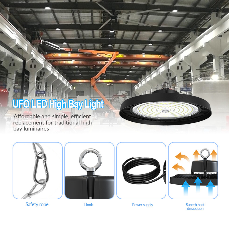 Factory 100W 150W 300W 480W IP65 dmx dimmable warehouse lighting industrial lamp 150 watt ufo led high bay lights 200W