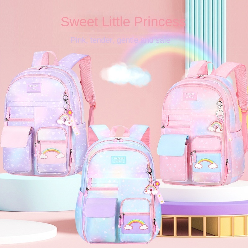 New schoolbag for elementary school students, women's refrigerator side opening cute princess children's backpack