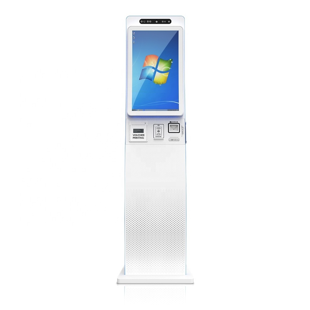 Usingwin curved touch monitor self check in checkout machine for shop hotel self service kiosk a4 dispenser with Receipt Printer