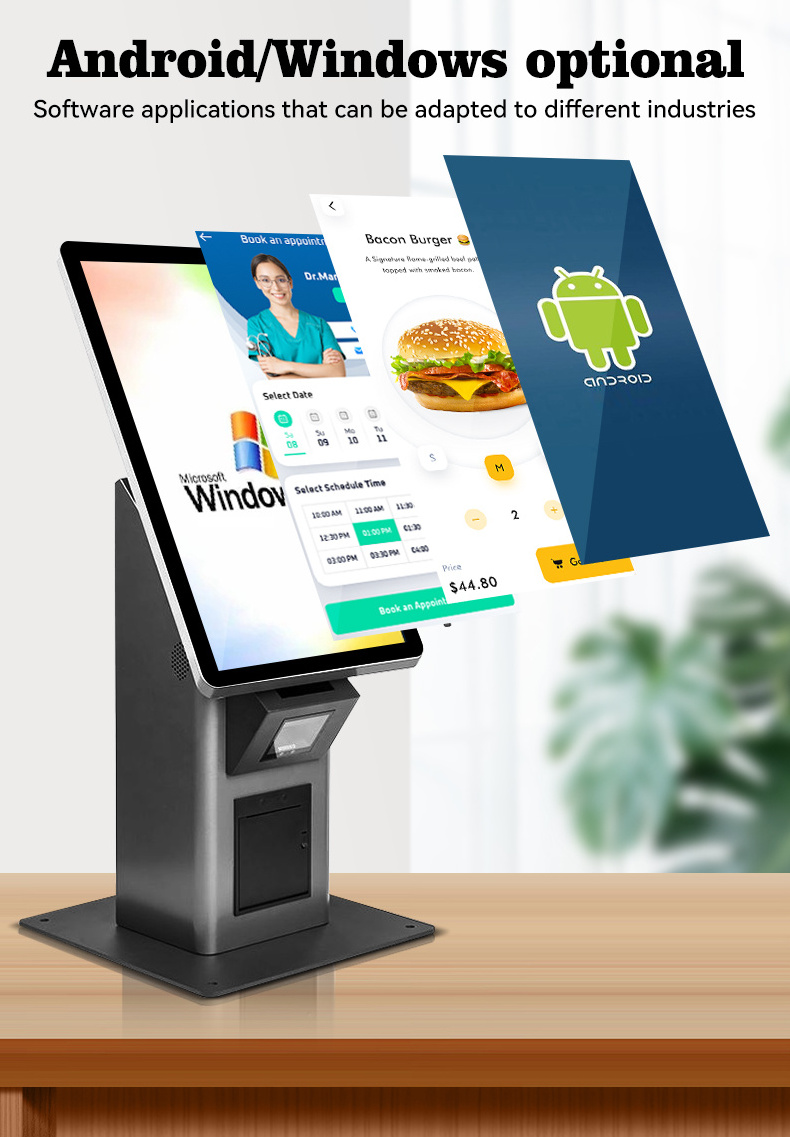 21.5  Inch Self Service Payment Kiosk Automatic Touch Screen Kiosk Self Ordering Machine For Restaurant