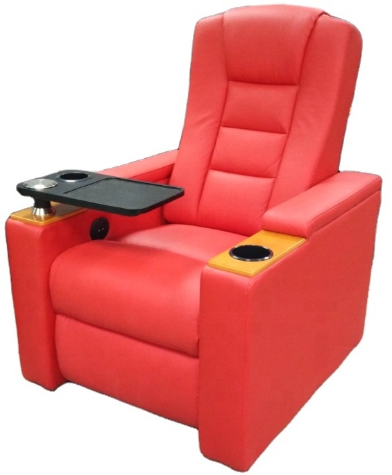 Leather Power Electric Home Theater Cinema Recliner Sofa Seating With Cup Holder And Table