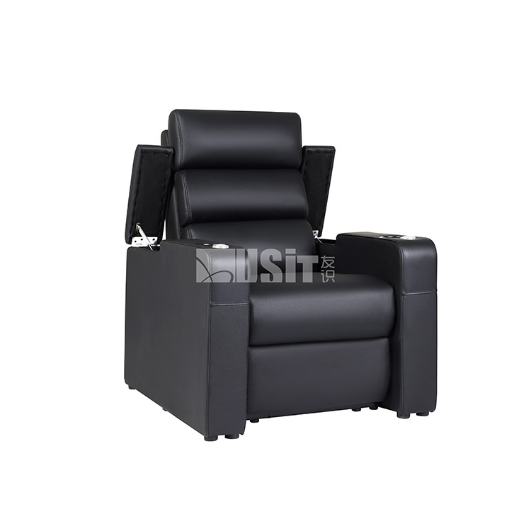 Black Leather Multifunctional Adjustable Electric sofa reclinable Chair Comfortable Recliner Sofa with Table Stand