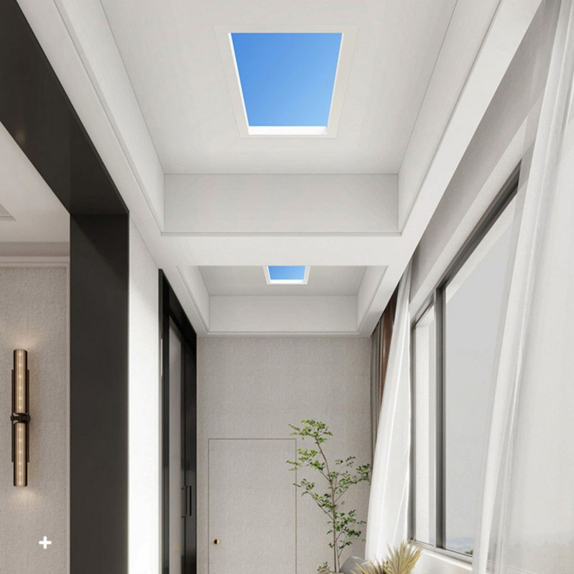 Modern Alexa Control Smart Blue Sky Sunlight Artificial Virtual Skylight Ceiling Panel Light For Home Bedroom