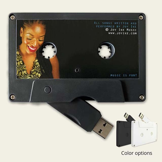 Wholesales music blank black white retro audio  mixtape cassette tape usb flash drive