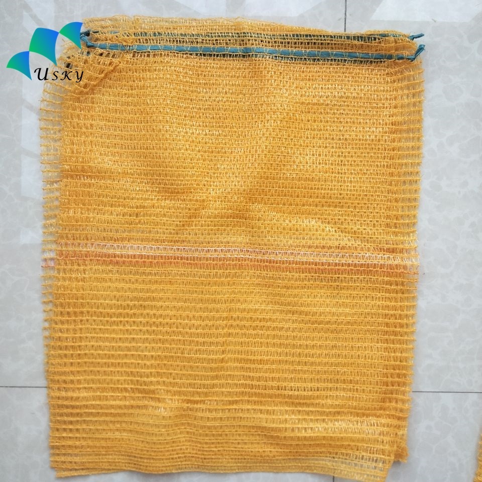 china supplier customized knitted plastic yellow pe raschel mesh net bags