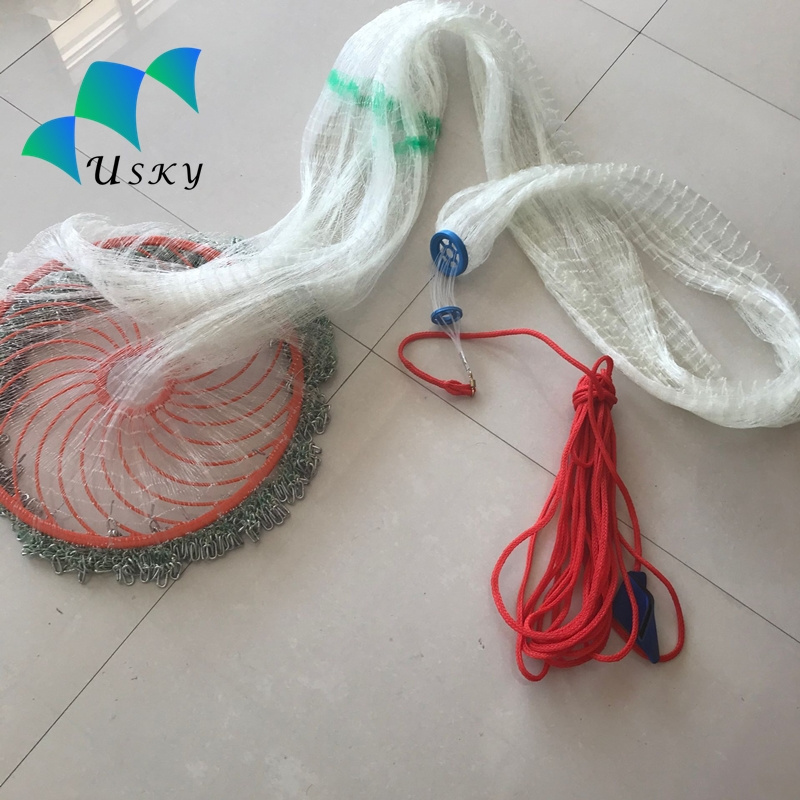 4ft-12ft Korean style steel chain Bottom pocket cast nets Hand Throw Fishing Nets