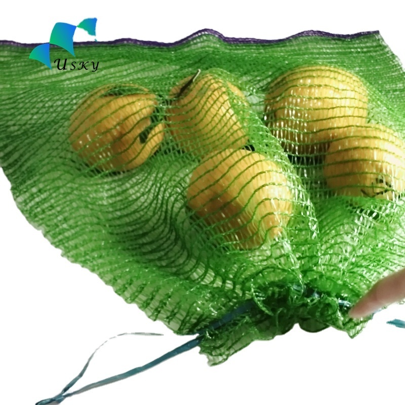 HDPE single raschel bags 15kg PE knitted net bag for onions and potatoes