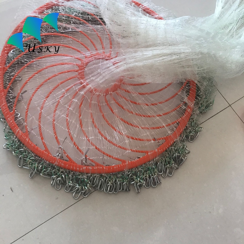 4ft-12ft Korean style steel chain Bottom pocket cast nets Hand Throw Fishing Nets