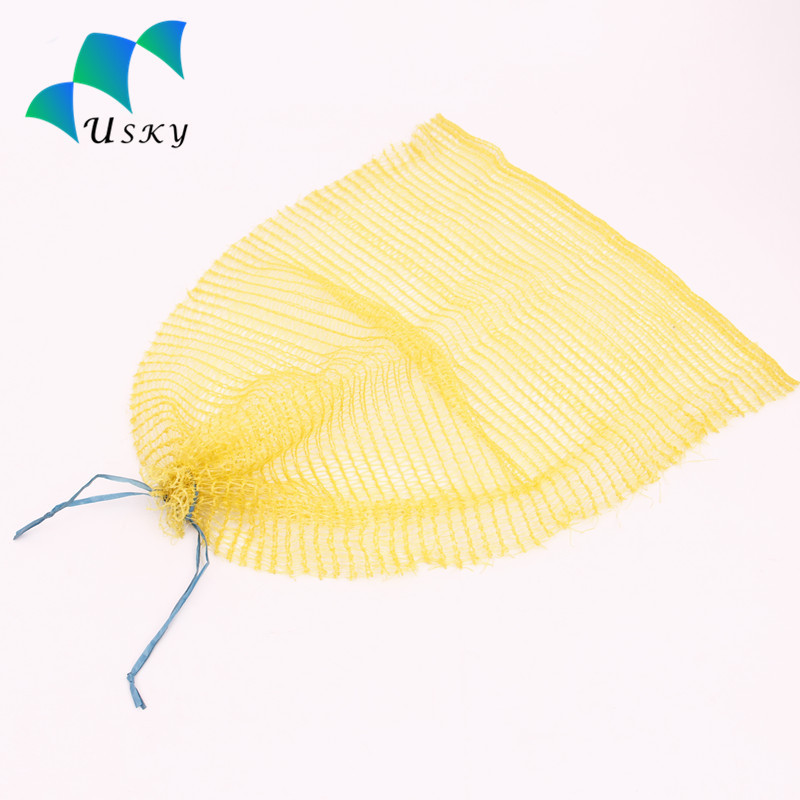 china supplier customized knitted plastic yellow pe raschel mesh net bags