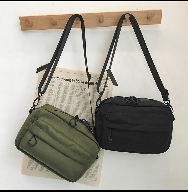 Blank twill nylon boy girls cross body sling pack plain waterproof students messenger bag for teenager