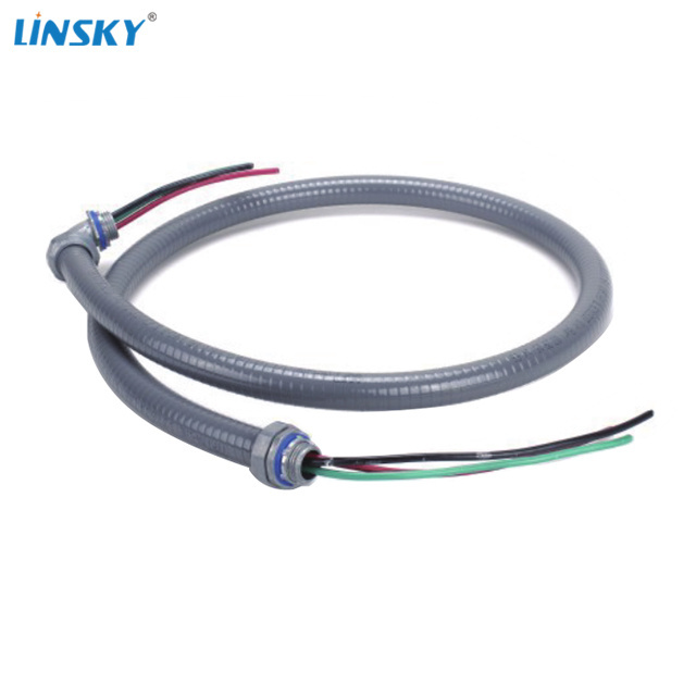 Shanghai Linsky Sealproof Power Whip Assembly 1/2-Inch x 6 Ft Nonmetallic Liquid Tight Flexible Electrical Conduit with wire kit