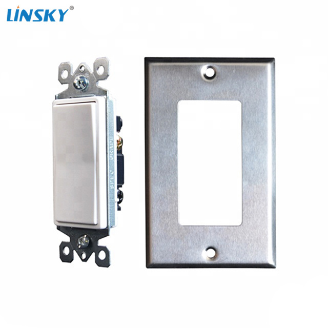 Shanghai Linsky 15A 125V/277V Decorate Light Switch Single Pole Switch White/Black with Back& side wire