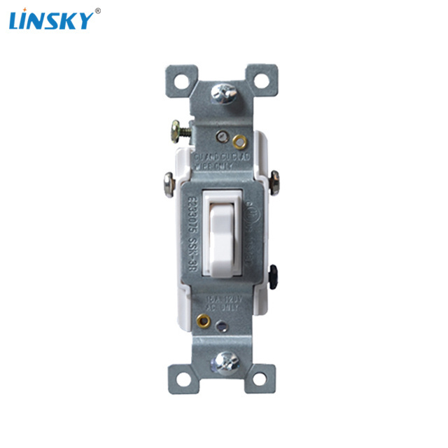 Shanghai Linsky 15A 125V/277V 3 way Toggle Light Switch Wall Switch with Back& side wire White/Black color