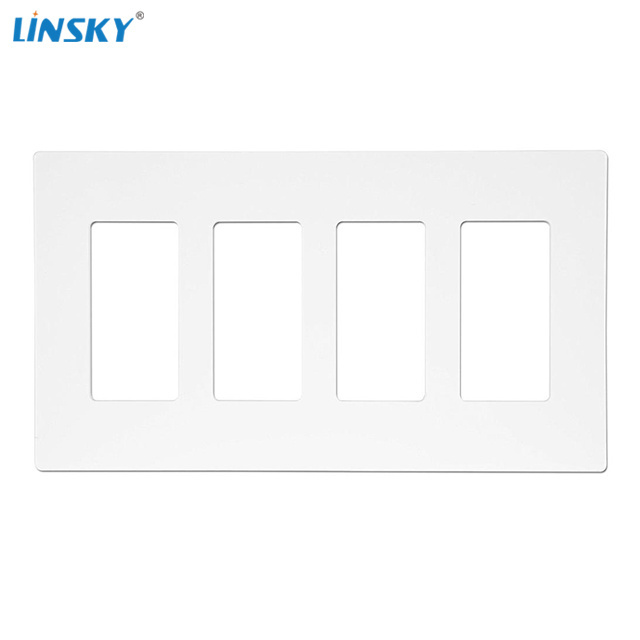 USA Standard 4 Gang Screwless  plastic cover for decorator gfci/switch/USB charger receptacle wall plate