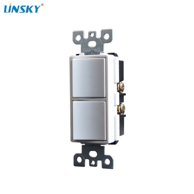 Shanghai Linsky 15A 125V/277V Double Decorate Light Switch Single Pole Switch White/Black with side wire