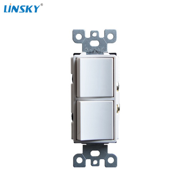 Shanghai Linsky 15A 125V/277V Double Decorate Light Switch Single Pole Switch White/Black with side wire