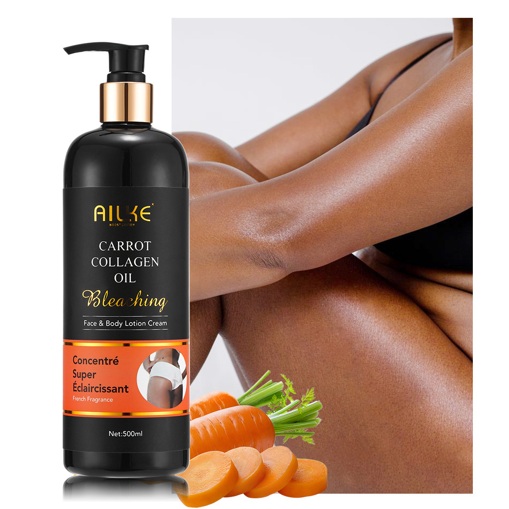 Custom Private Label Organic Carrot Oil Collagen Body Lotion Remove Spots Moisturizing Whitening Body Lotion For Black Skin