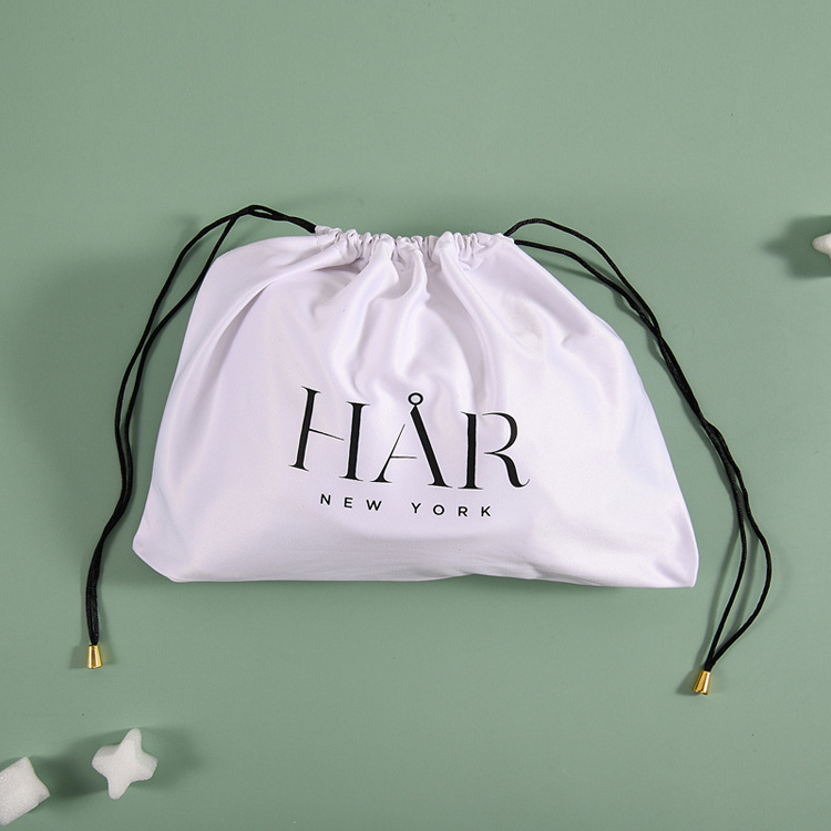 Custom High Quality Silk Jewelry Gift Dust Pouch Packaging Drawstring Size Printed Wig Hair Satin Bag