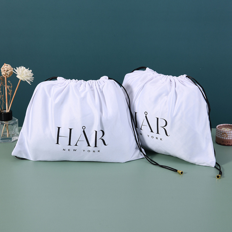 Large Custom Luxury Silk Satin Pouch Big Gift Packaging Bags With Drawstring Dust Proof Wig Hair Satin Pouch