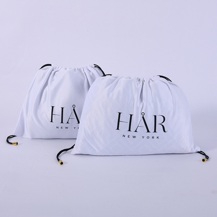 Custom High Quality Silk Jewelry Gift Dust Pouch Packaging Drawstring Size Printed Wig Hair Satin Bag