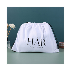 Large Custom Luxury Silk Satin Pouch Big Gift Packaging Bags With Drawstring Dust Proof Wig Hair Satin Pouch