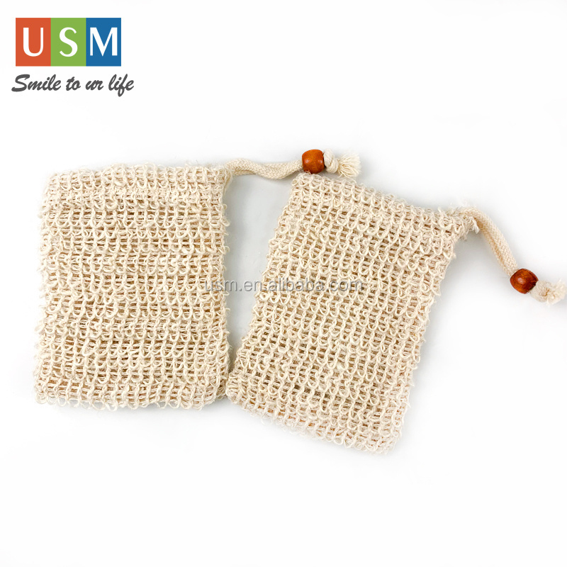 friendly natural cotton sisal hemp biodegradable loofah soap mesh net bag Bath Jute Mesh Exfoliating Pouch Soap Saver Bag