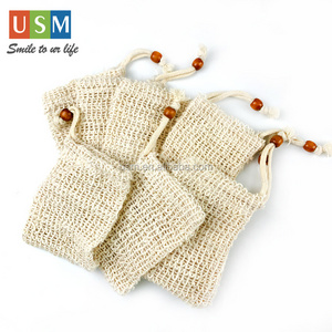 friendly natural cotton sisal hemp biodegradable loofah soap mesh net bag Bath Jute Mesh Exfoliating Pouch Soap Saver Bag