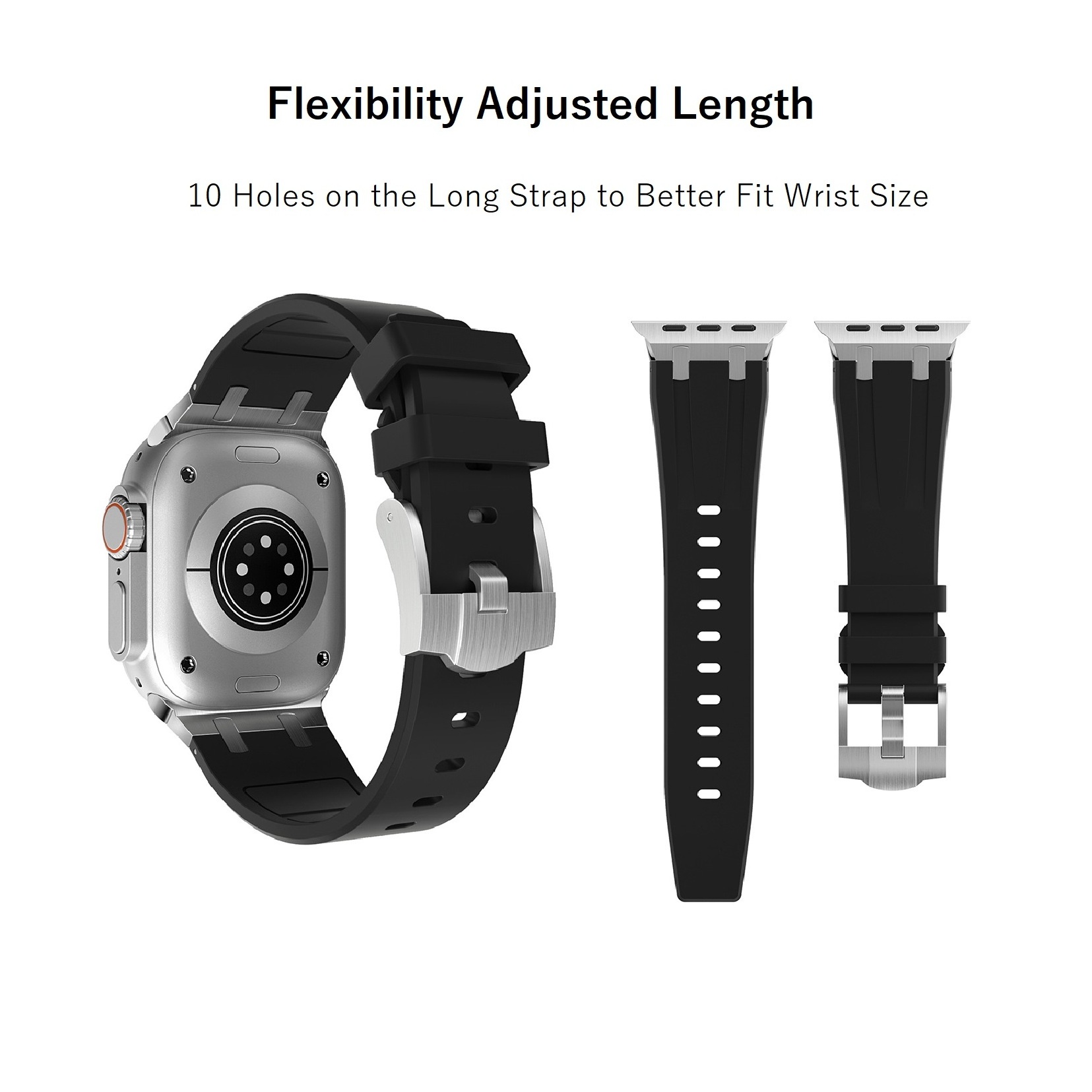 Luxury AP Stainless Steel Buckle Silicone Watch Band Watch Strap for Apple Watch 49mm 45mm 44mm 42mm Strap