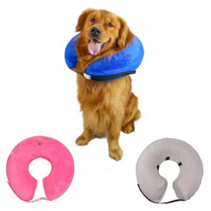 USMILEPET Adjustable PVC Protective Dogs Inflatable Collar Soft Pet Recovery Collar Does Not Block Vision for Dogs Recovery