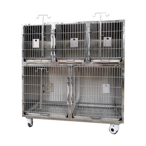 USMILEPET New Design Stainless Steel Veterinary Cage For Pet Hospital Two Stage Five Compartments Pet Cages Dog Veterinary