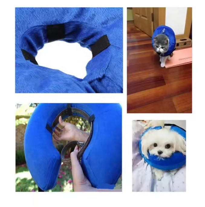 USMILEPET Adjustable PVC Protective Dogs Inflatable Collar Soft Pet Recovery Collar Does Not Block Vision for Dogs Recovery