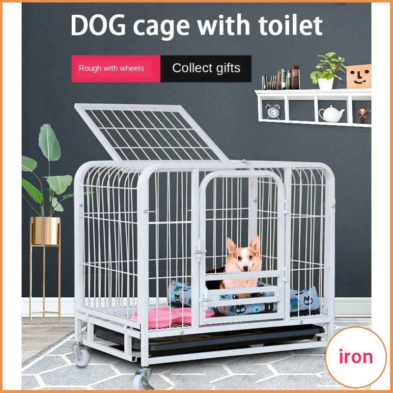 iron dog boarding kennel outdoor metal panels large space pet dog cage carrier toilet tray crate animal cages with wheel