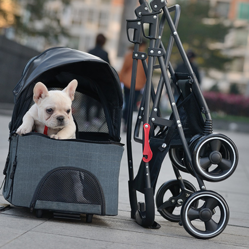 Pet Cat Stroller Dog Carrier Bag Folding Newborn Baby Dog Pull Cart Four-wheel Shock Dog Transporter Pet Travel