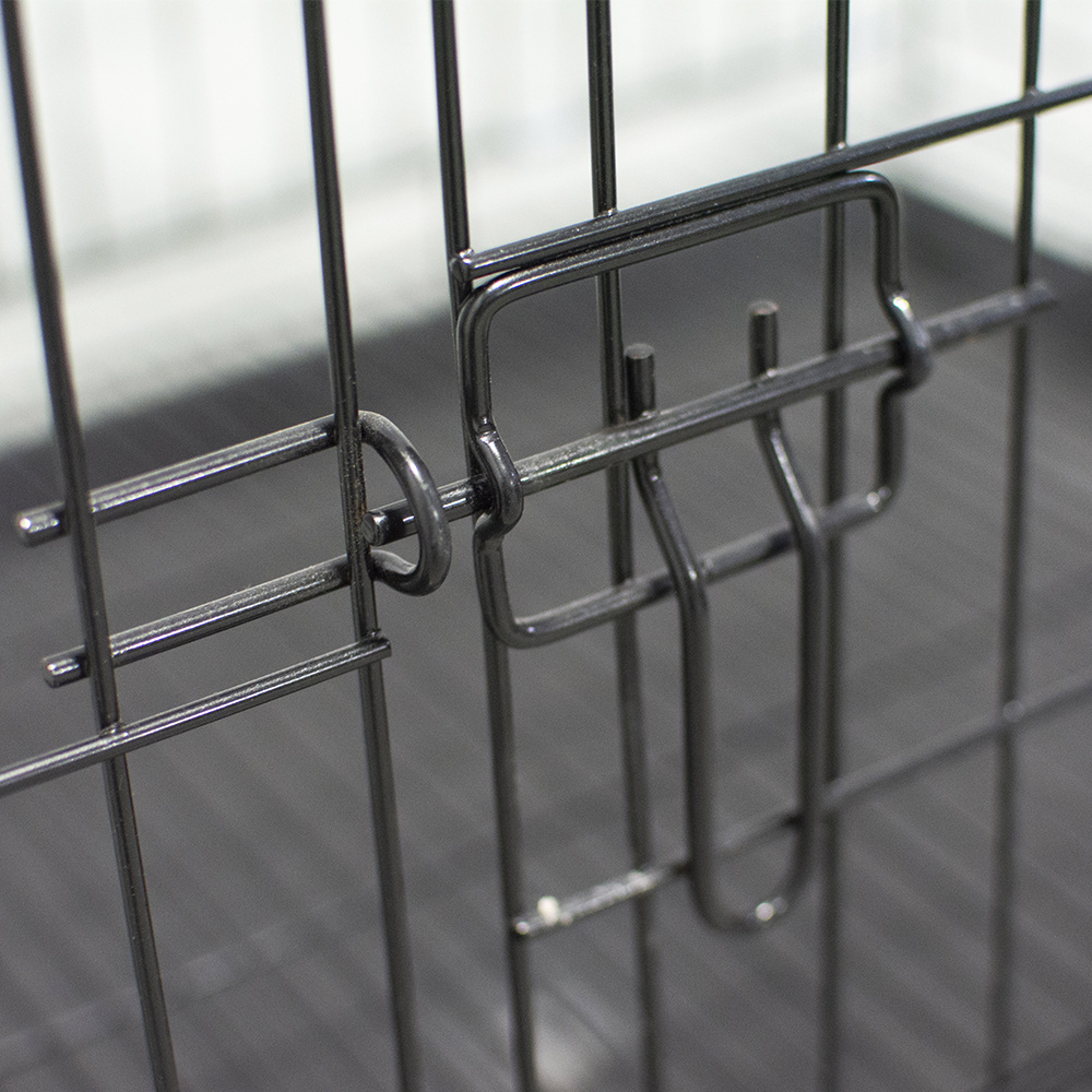 Larger Dog Crate Foldable Dog Kennel Wire Mesh Pet Cage Carriers Metal Cage Iron Stainless Galvanized Steel Animal Indoor Black