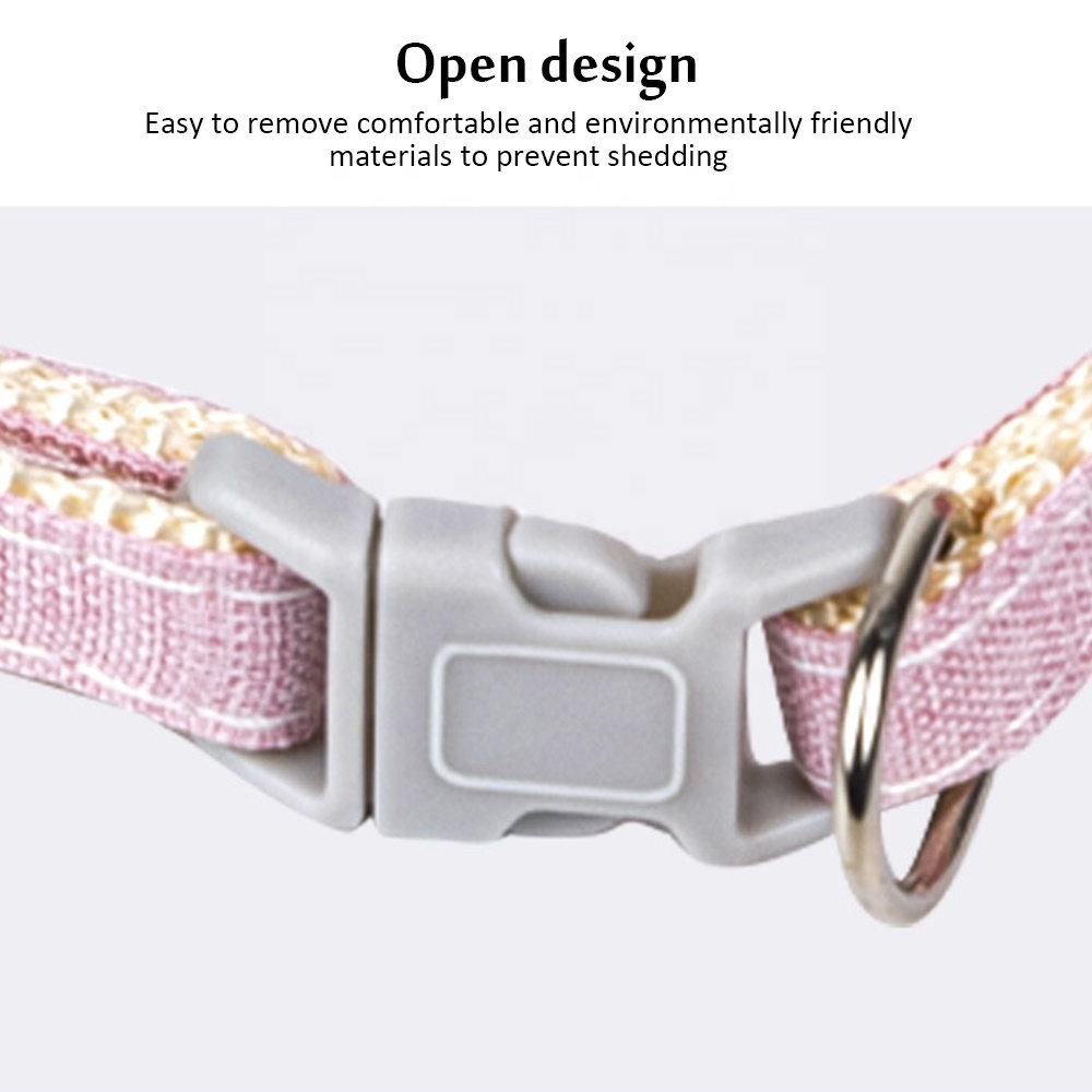 Pet Collar Solid Color Cat Necklace With Flower Adjustable Buckle Cotton Collar Dog Pet Outfits Decor Small Dogs Puppy Supplies