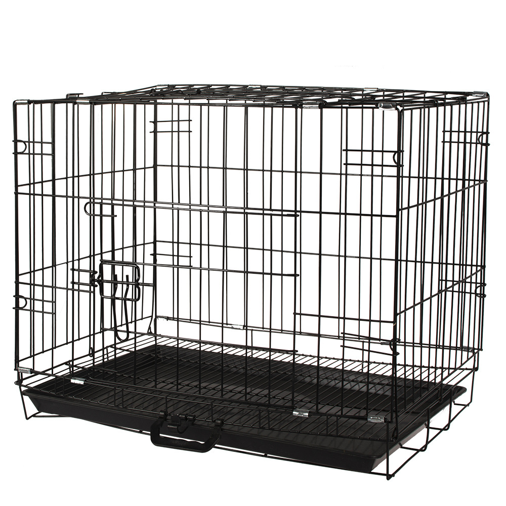 Larger Dog Crate Foldable Dog Kennel Wire Mesh Pet Cage Carriers Metal Cage Iron Stainless Galvanized Steel Animal Indoor Black