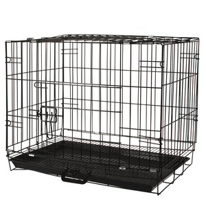 Larger Dog Crate Foldable Dog Kennel Wire Mesh Pet Cage Carriers Metal Cage Iron Stainless Galvanized Steel Animal Indoor Black