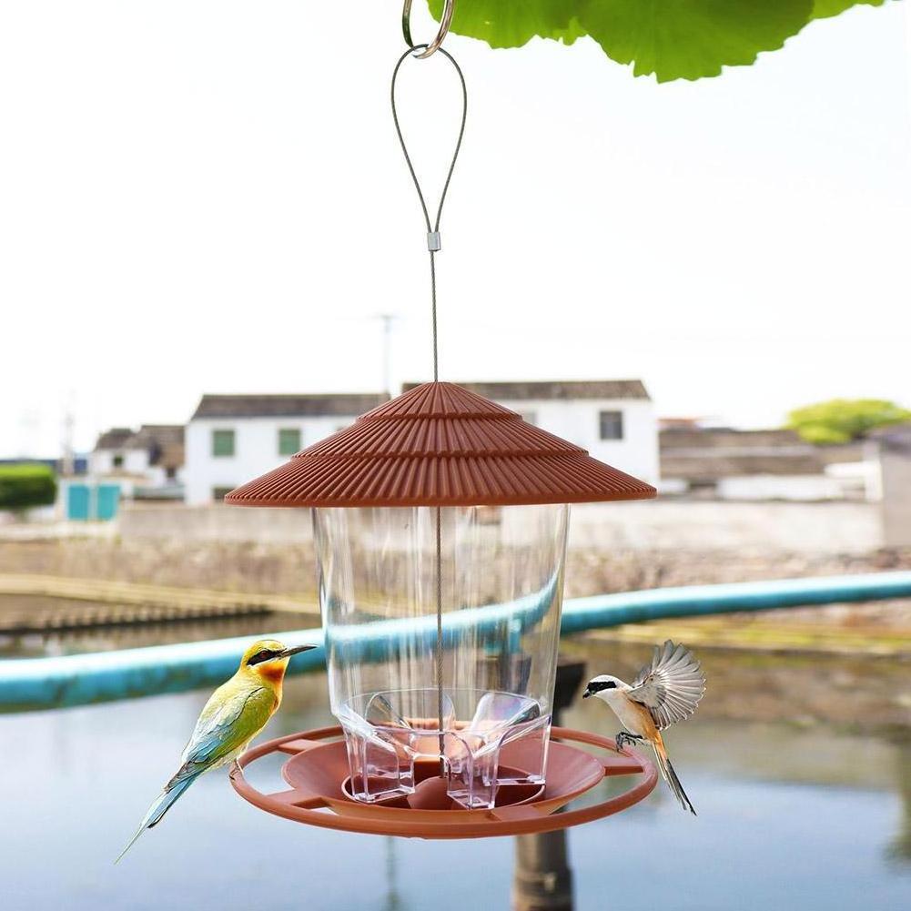 New Waterproof Gazebo Hanging Wild Bird Feeder Outdoor Container With Rope Feeding House Type Bird Feeder Garden Decoration