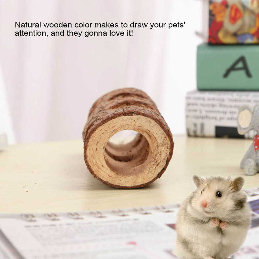 Hamster Toy Wooden Animal Tunnel Exercise Tube Chewing Toy for Rabbit Ferret Hamster Guinea Pig Ladder Bridge Swing Hanging