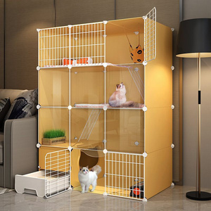 Household Indoor Cat Cages House Living Room Balcony Pet Fence with Toilet Litter Box Cat Villa Pet Cage