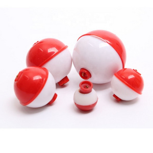 Plastic Fishing Float and Bobbers Assortment Push Button Snap-on Round Buoy Fishing Floats Bobber Red and White