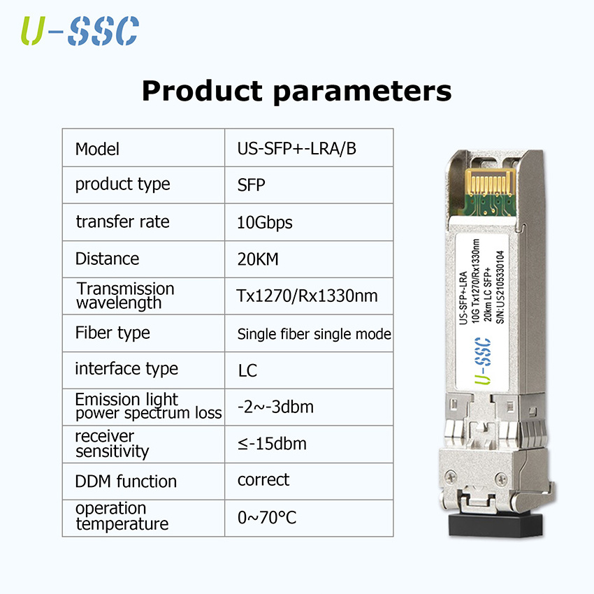 10G BiDi SFP+ 1270nm/1330nm DDM 20KM LC Bidirectional Optical Transceiver SFP Modules